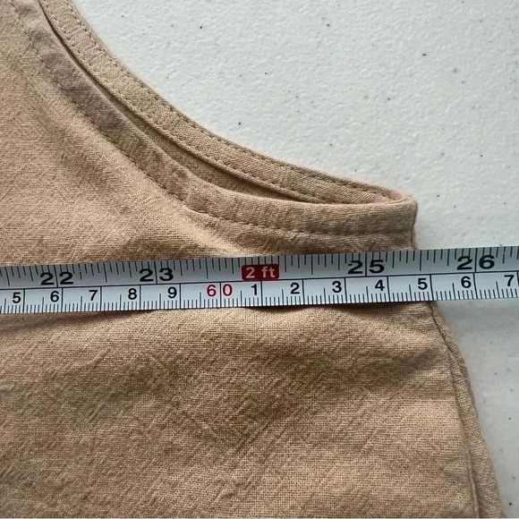 Emery Rose Neutral Color Romper Sides Pockets  Patch Pocket Back V-Neckline 2XL - Picture 9 of 13